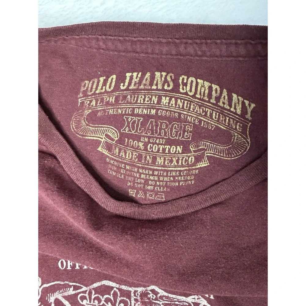 Vintage Y2K Polo Jeans Ralph Lauren Graphic T Shirt XL Burgundy USA
